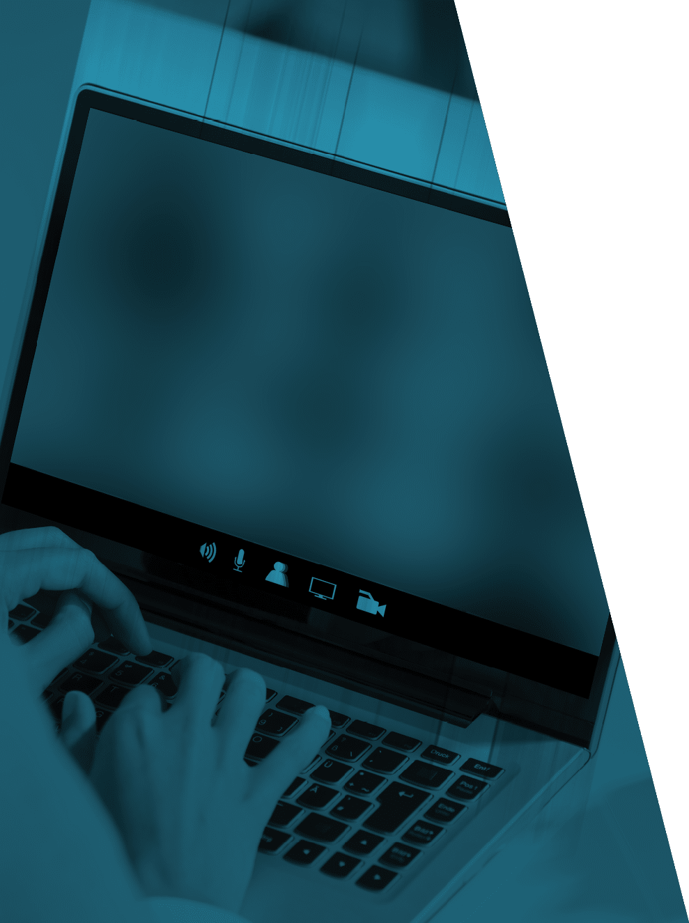 Close-up Of Businesswoman Working On Laptop With Blank Screen On Desk In Office